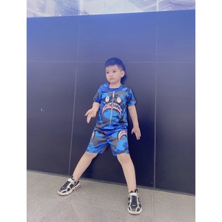 Bộ cộc tay cá mập bape chất thun lạnh Size đại
