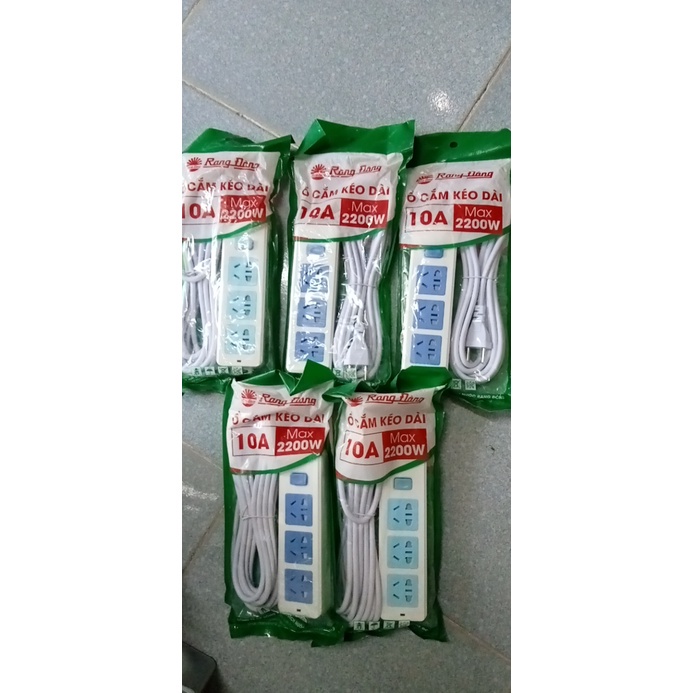 Ổ cắm điện 3 chấu lỗ cấm chữ V đa năng dây dài 3 mét 5 mét Rạng Đông 2200W thích hợp hầu hết các loại phích cắm