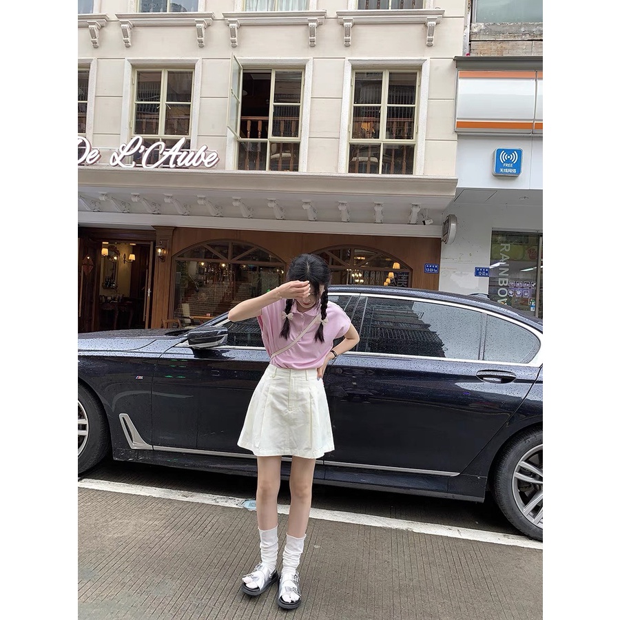 (Hàng có sẵn) Chân váy KAKI XẾP LY dáng Hàn Quốc dáng A trẻ trung, có lót quần.