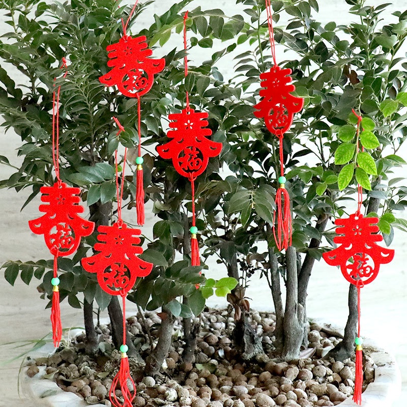 Bộ 6 dây treo trang trí năm mới bằng vải flannel sử dụng trong nhà/ ngoài trời