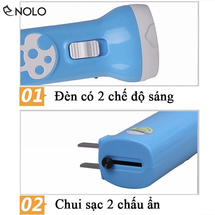 Đèn Pin Sạc Mini Cầm Tay DP9121 Tích Hợp 2 Mức Sáng Chui Sạc Ẩn Sạc Qua Điện Áp 110-240V Dung Lượng Pin 350mah