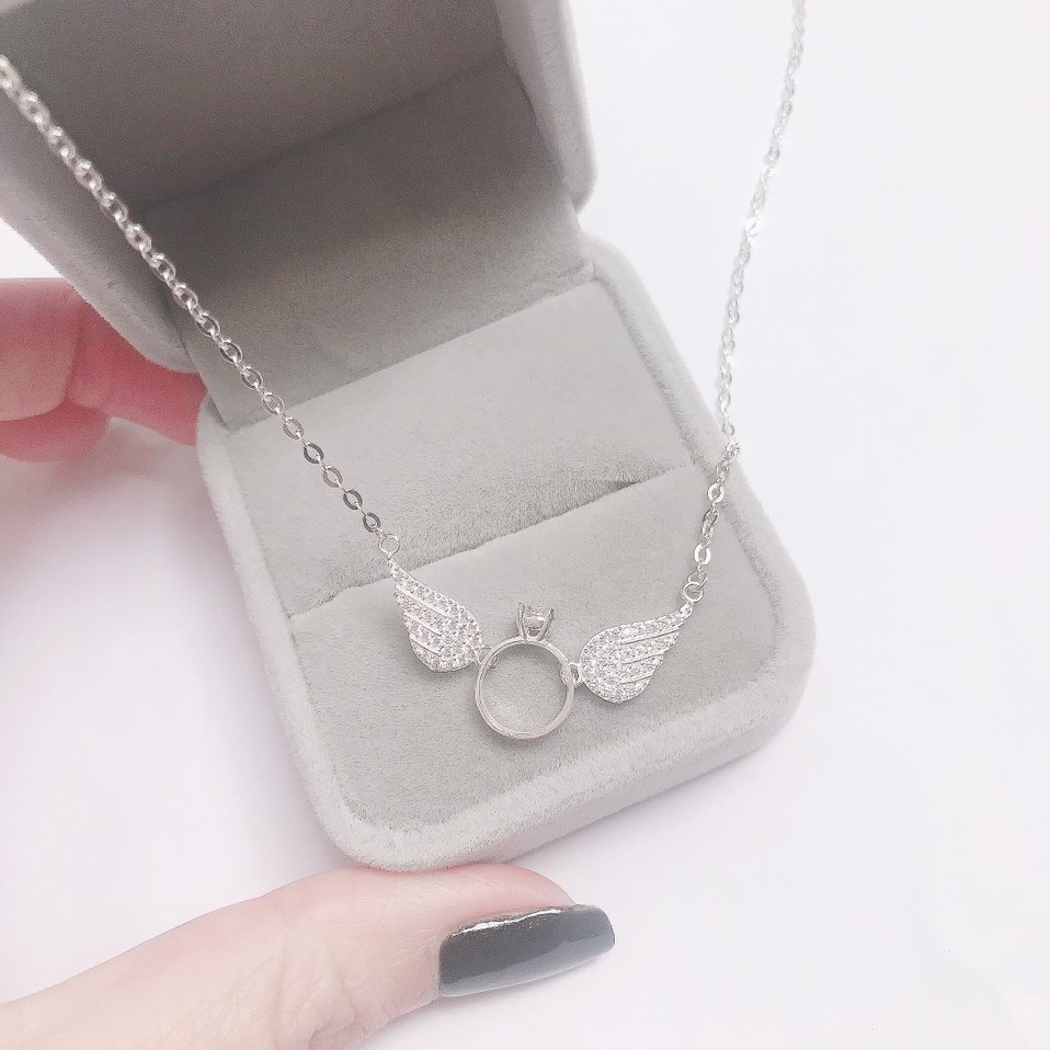 Dây chuyền nữ mặt cánh thiên thần Evasilver, Vòng cổ bạc ta đính đá sang trọng