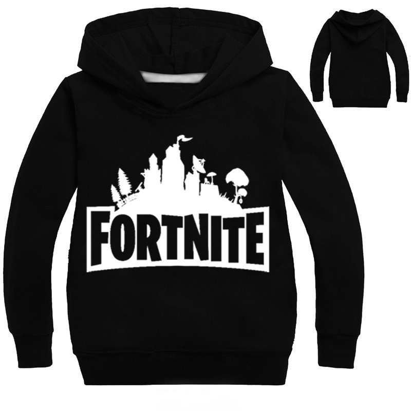 Áo Hoodie đen in hình game fortnite cho bé