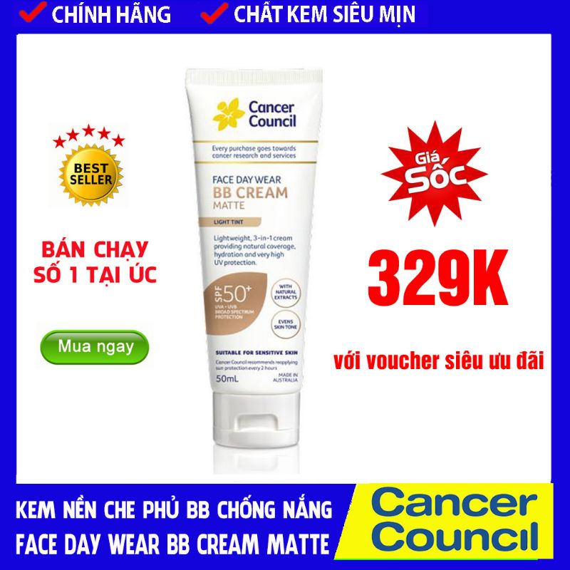 Kem nền che phủ chống nắng Face Day Wear BB Cream Matte Light Tint SPF50/PA++++ 50ml