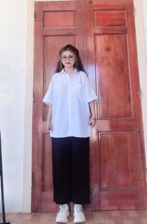 Áo Sơ Mi Trắng Đi Học Unisex( ảnh thật)