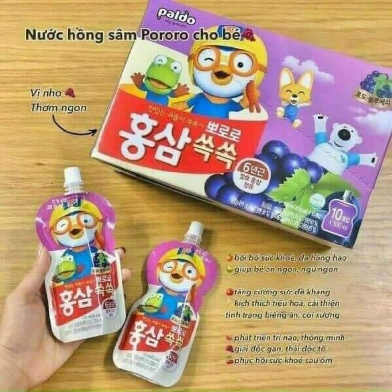 NƯỚC Hồng sâm PORORO cho bé (hộp 10goi)