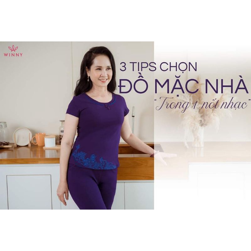 Bộ mặc nhà Áo cộc tay quần lửng Cotton Winny 21285 Giá 445.000đ