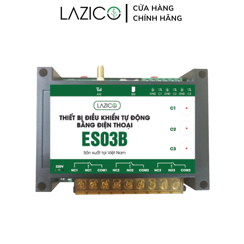 Bộ điều khiển từ xa cho máy bơm motor quạt 220V bằng điện thoại 3 kênh độc lập LAZICO ES03B