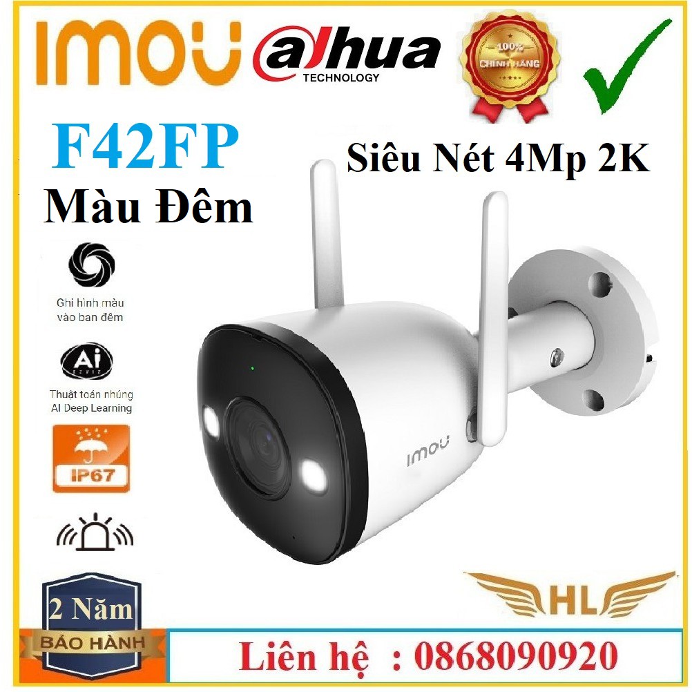 Camera Wifi Ngoài Trời Imou F42FP Siêu Nét 4Mp 2K Ngoài Trời Có Màu Đêm , Imou F22P 2Mp - Hàng Chính Hãng