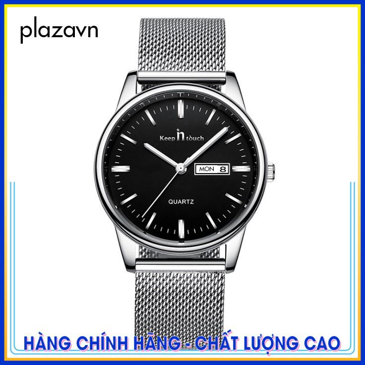 (Plazavn nhập khẩu) Đồng hồ nam dây thép lưới Keep In Touch 8040 chống nước chống xước chống gỉ