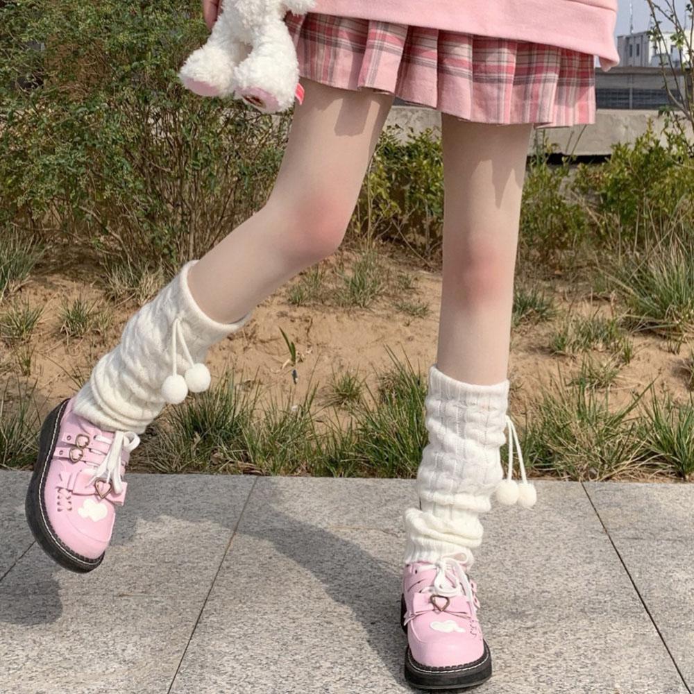Vớ Len Dệt Kim Giữ Ấm Chân Mùa Đông Phong Cách lolita mocho1 Cho Nữ Ốp