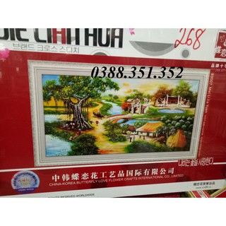 Tranh thêu chữ thập Cây đa đầu làng 89007 226x122cm