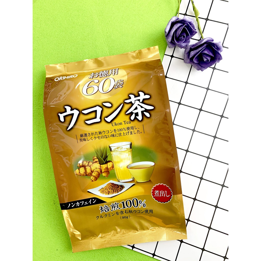 Trà nghệ Ukon Tea Orihiro 90g 60 gói thải độc gan, thanh lọc cơ thể, giảm đau dạ dày, đại tràng, giúp da trẻ đẹp