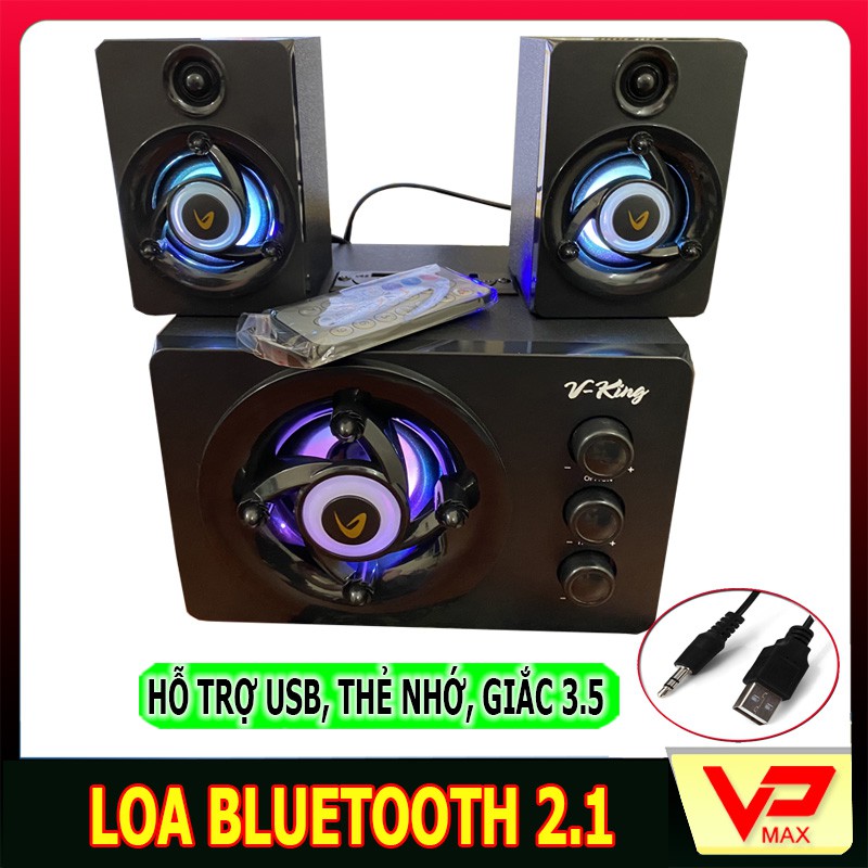 Loa Bluetooth Speaker Kisonli chính hãng - Bộ 3 Loa Máy Tính PC Cao Cấp 2.1 Hiệu Vking - Loa vi tính Âm Bass Echo Hay