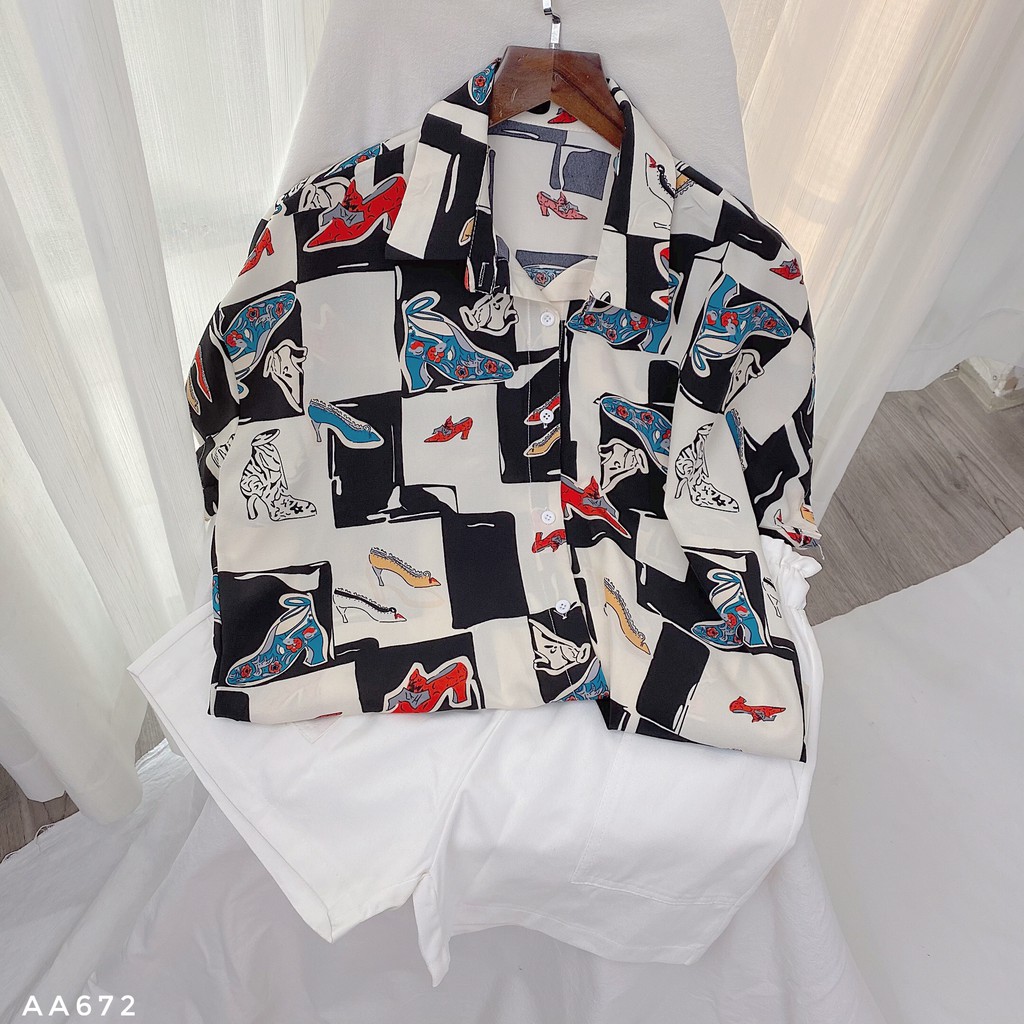 [Mã WASKT304 giảm 15% tối đa 30K đơn 99K] Áo Sơ Mi Họa Tiết_Nhienvintage AA672 | BigBuy360 - bigbuy360.vn