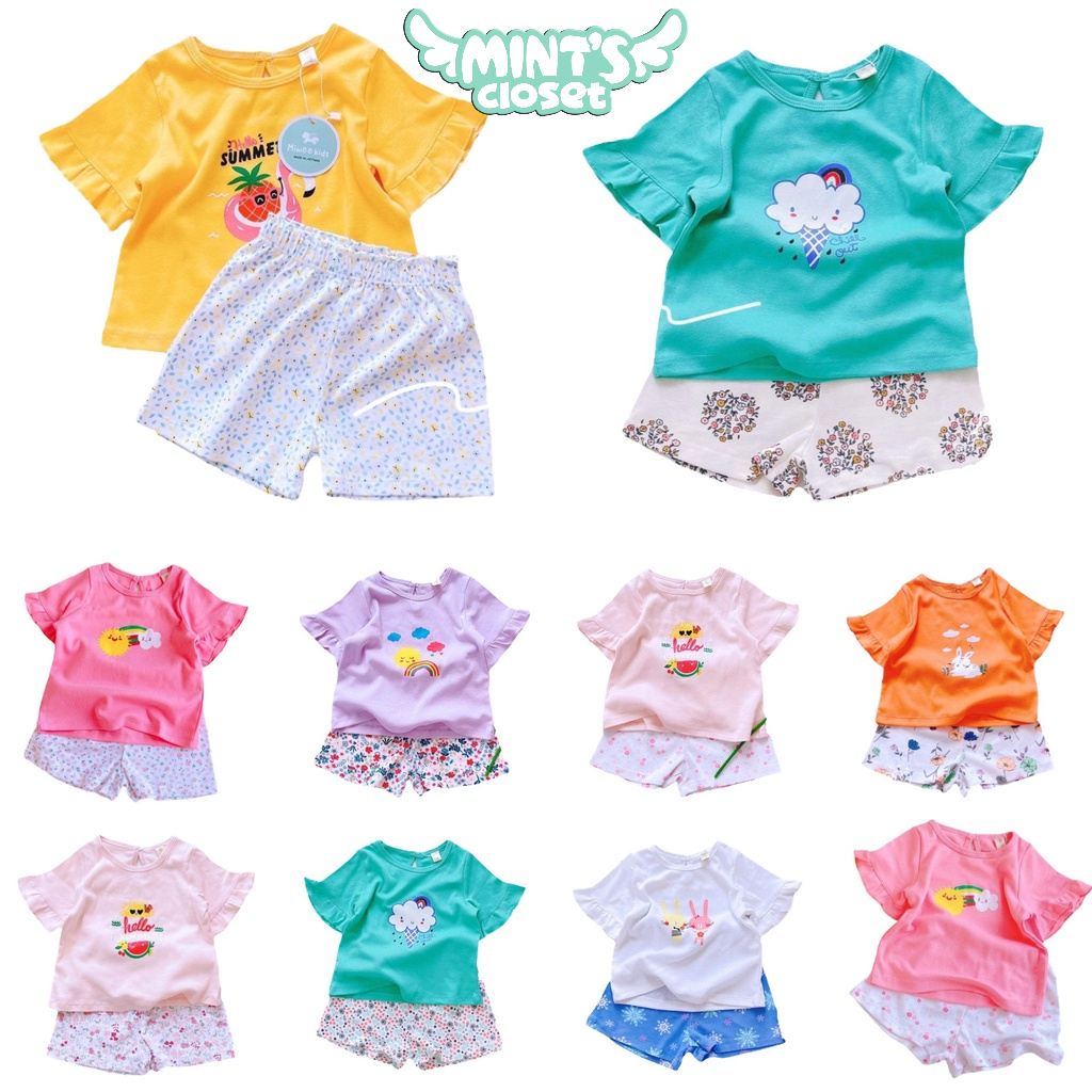 Đồ bộ tay bèo họa tiết quần lưng thun bé gái 1 2 3 4 5 tuổi MINTSCLOSET Mint's Closet - DB8063