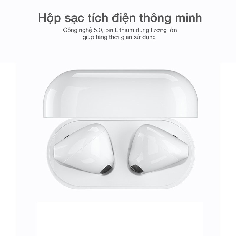 Tai nghe bluetooth V5.0 Airpods Mini Pro 4 chống ồn chủ động, tai nghe không dây kèm cáp sạc Lightning