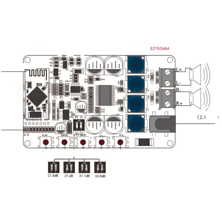 Mạch TDA7492 Giải Mã Khuếch Đại Âm Thanh Bluetooth 4.0 Chính hãng sanwu