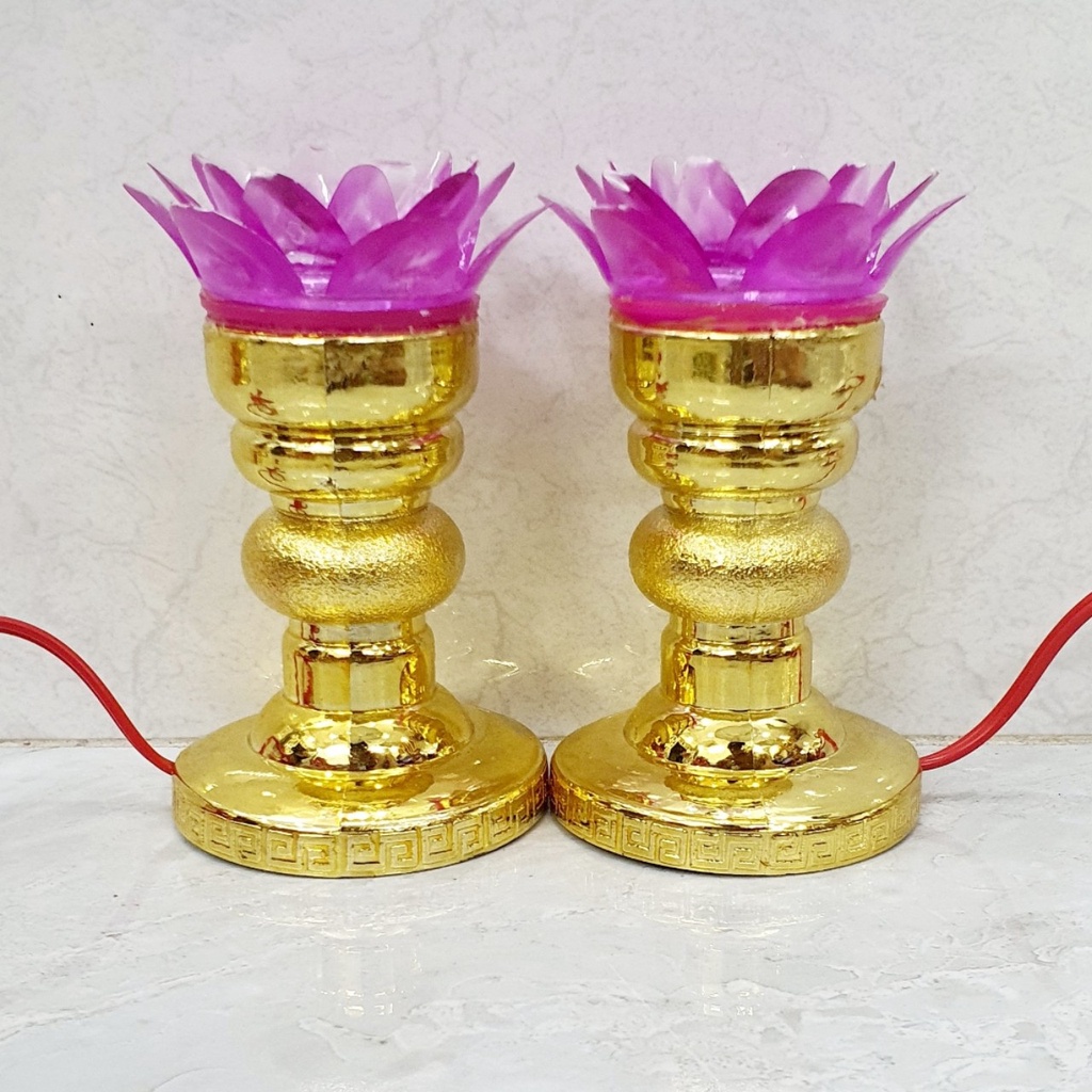 BỘ 2 ĐÈN THỜ HOA SEN LED