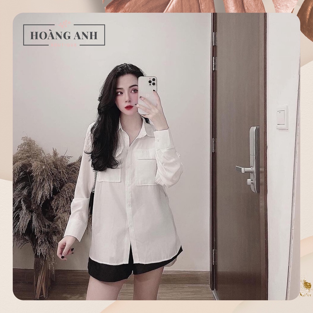 Áo sơ mi from rộng nữ oversize - Sơ mi lụa 4 màu dài tay cao cấp