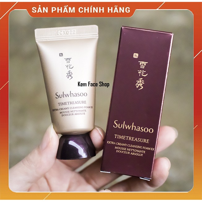 [Mới 2023] Sữa rửa mặt thông đỏ sulwhasooo timetriasure extra creamy cleansing foam ex mini 15ml