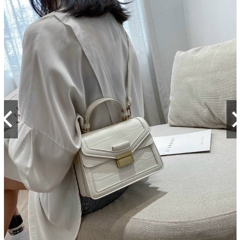 Túi xách nữ đeo chéo thời trang túi xách tay khóa vuông size 20 nhà Mibon MB01