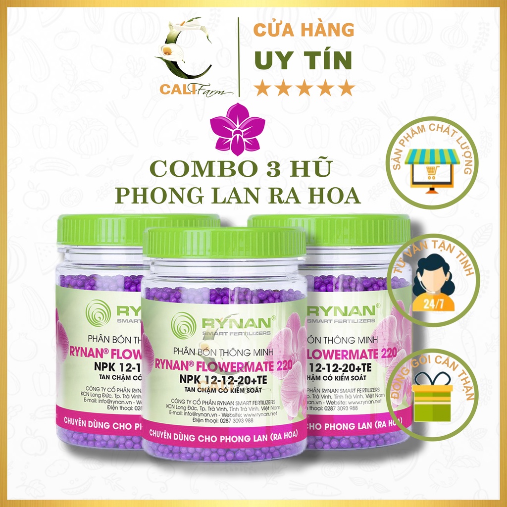 Phân tan chậm RYNAN 220 NPK 12-12-20+TE chuyên dùng phong lan ra hoa 150g [sieutietkiem]
