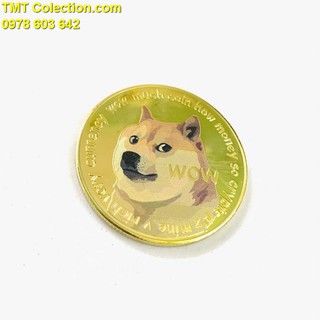 Xu kỷ niệm Dogecoin Vàng; mặt trước của xu in hình màu meme Doge; đường kính 4cm- SP005311