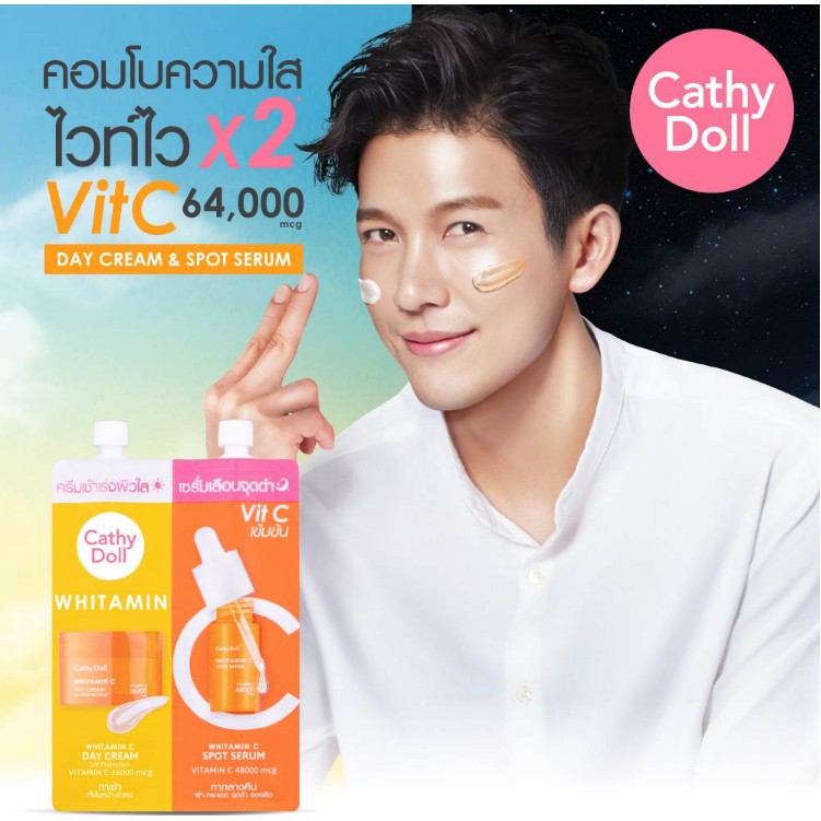 Dưỡng Da Cathy Doll Ngày và Đêm Whitamin C Day Cream &amp; Whitamin C Spot Serum