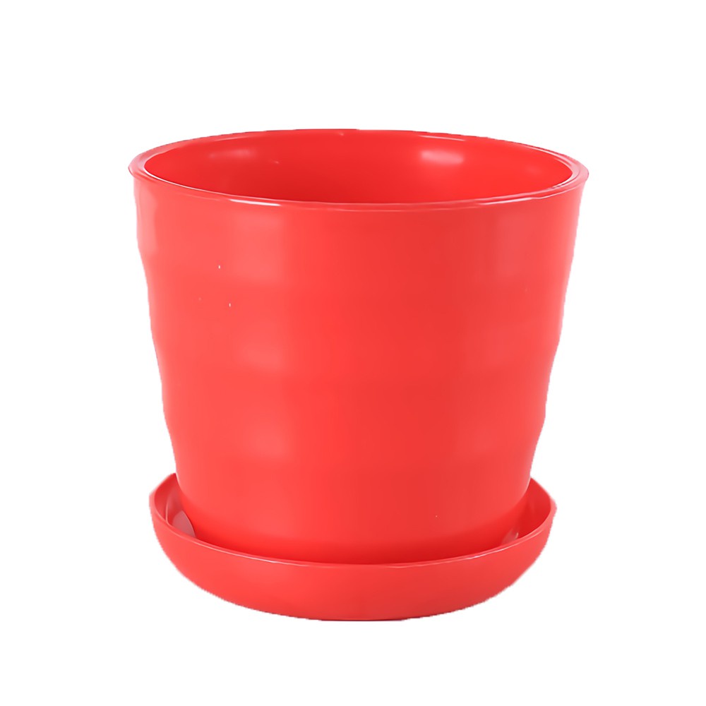 Chậu Hoa Mini Bằng Nhựa Nhiều Màu Sắc Kèm Khay Để Bàn Trang Trí