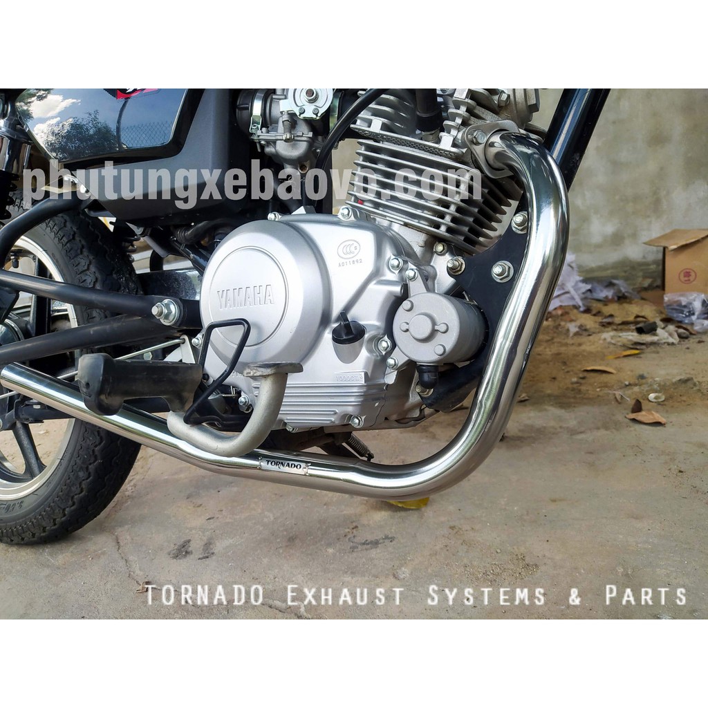 Cổ pô yamaha YB125 TORNADO làm bằng Titan và inox304