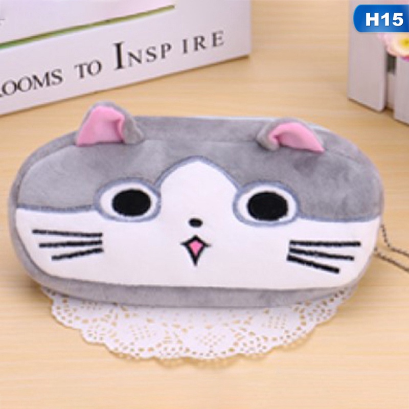 Bóp Viết Lông Nhung Mềm Cỡ Lớn Có Khóa Kéo Họa Tiết Hoạt Hình Sáng Tạo