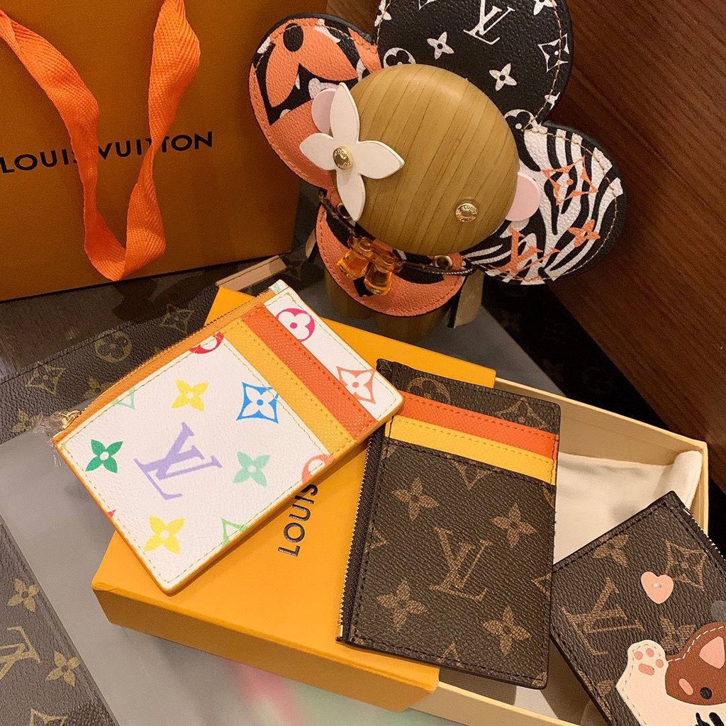 Ví da ngắn đựng thẻ lv có khóa kéo thích hợp cho nữ