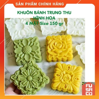 Bộ Khuôn trung thu lò xo 3D mẫu HÌNH HOA 4 MẶT (size 150gr)