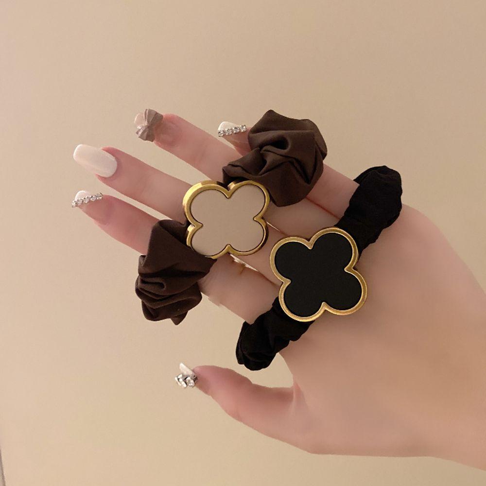 TWINKLE Dây Cột Tóc Co Giãn Hình Cỏ Bốn Lá Ngọt Ngào Cho Nữ