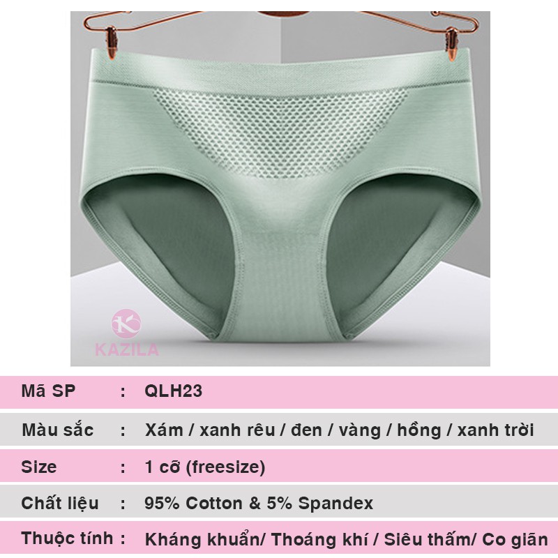 Quần lót nữ cotton tổ ong xuất Nhật freesize, quần lót nâng mông 3D chuẩn phom siêu thấm co giãn mềm mại Kazila QLH23