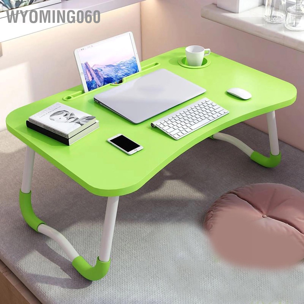Bàn để trên giường gấp gọn lại được giữ máy tính xách tay có ngăn giữ cốc sử dụng tại nhà