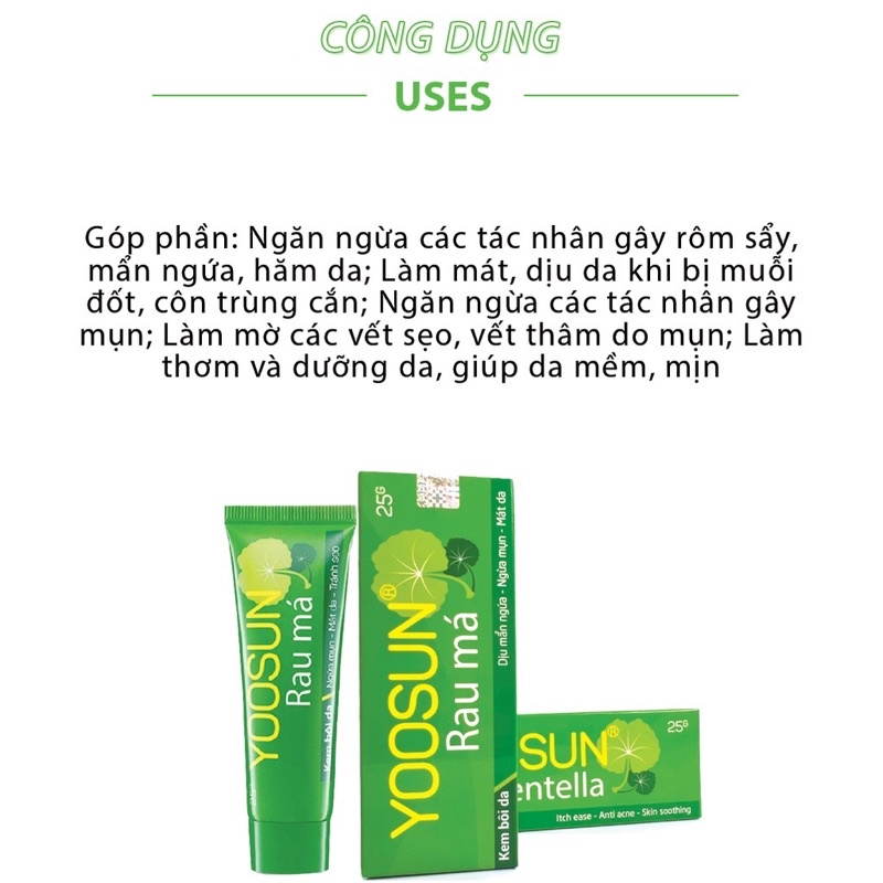 Kem bôi giảm ngứa Yoosun RAU MÁ 25g dùng được cho cả trẻ sơ sinh Kem bôi ngứa da tay rôm sảy làm dịu mát da