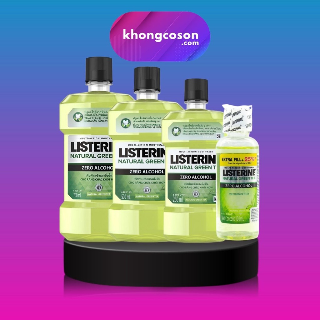 Nước Súc Miệng Trà Xanh Listerine Ngăn Ngừa Sâu Răng Giúp Thơm Miệng Răng Trắng Sáng Natural Green Tea – Khongcoson