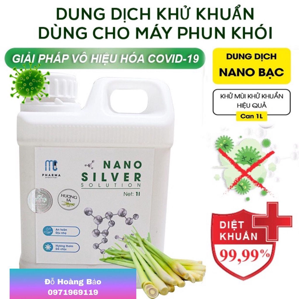 Dung dịch Nano bạc khử khuẩn khử mùi ô tô nhà ở chuyên dụng cho máy xông phun khói chính hãng Mc Pharma - Can 1L