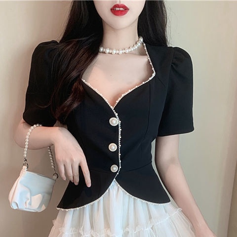 Bộ Áo Ngắn Tay + Chân Váy Lưới Lưng Cao 2 Mảnh Thời Trang Mùa Hè Mới Cho Nữ | BigBuy360 - bigbuy360.vn