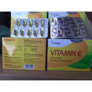 Vitamin E kèm tinh chất nha đam(500mg), đẹp da, chống lão hóa, mờ thâm, tạo làn da sáng, mịn, hồng hào
