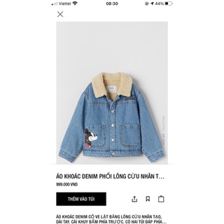 Áo khoác Jean mickey Zara sz 4/5y