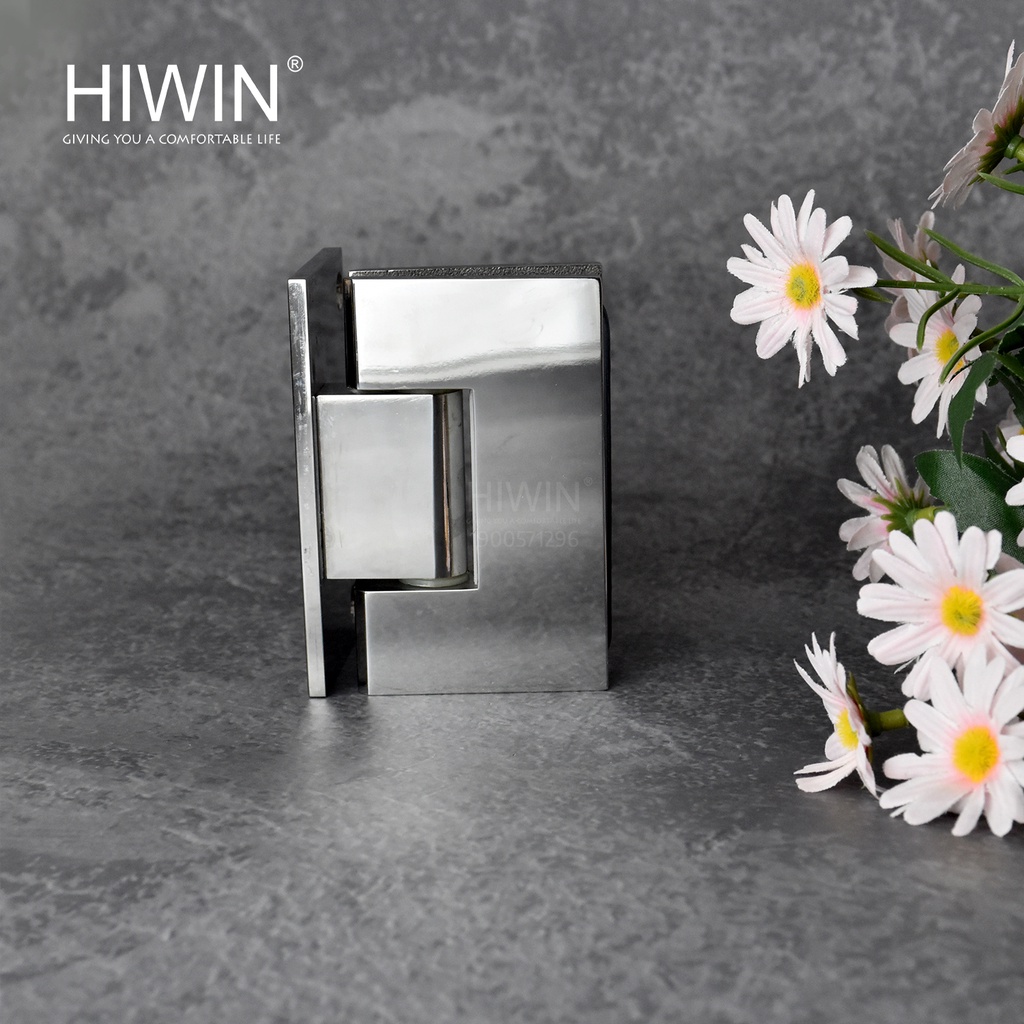 Bản lề cabin tắm 90 độ kính tường đế lệch inox 304 mặt gương Hiwin HG-008