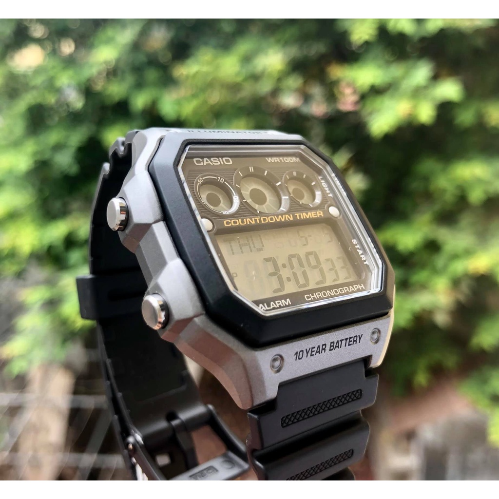 Đồng Hồ Nam Dây Nhựa Casio Worldtime AE-1300WH-8A Chính Hãng - Pin 10 Năm - Chống nước 10m bơi lội