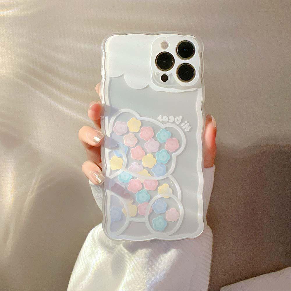Ốp Điện Thoại Dẻo Trong Suốt Siêu Mỏng Họa Tiết Hoạt Hình Gấu / Hoa Xinh Xắn Cho iPhone 13 Mini