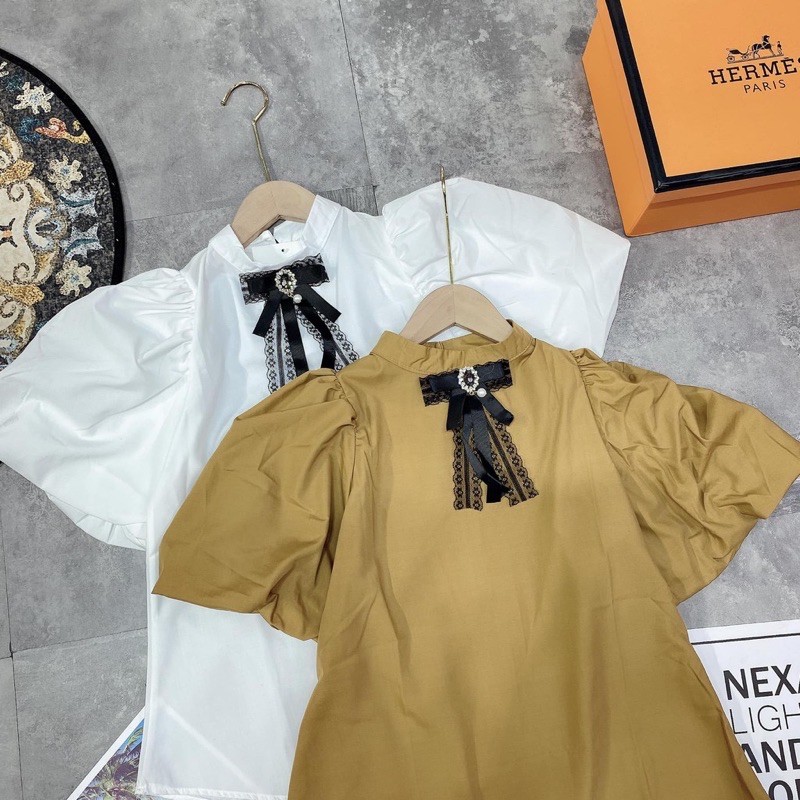 ÁO THÔ KIỂU TAY BỒNG NƠ REN MS15000