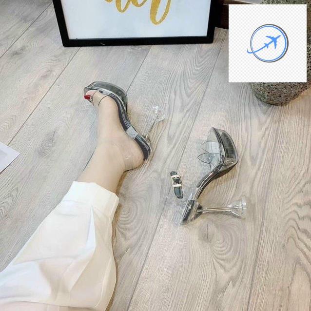 👄💋 Giày cao gót đế đúp quai trong, gót trong sẵn 2 màu bạc, nude 👄💋