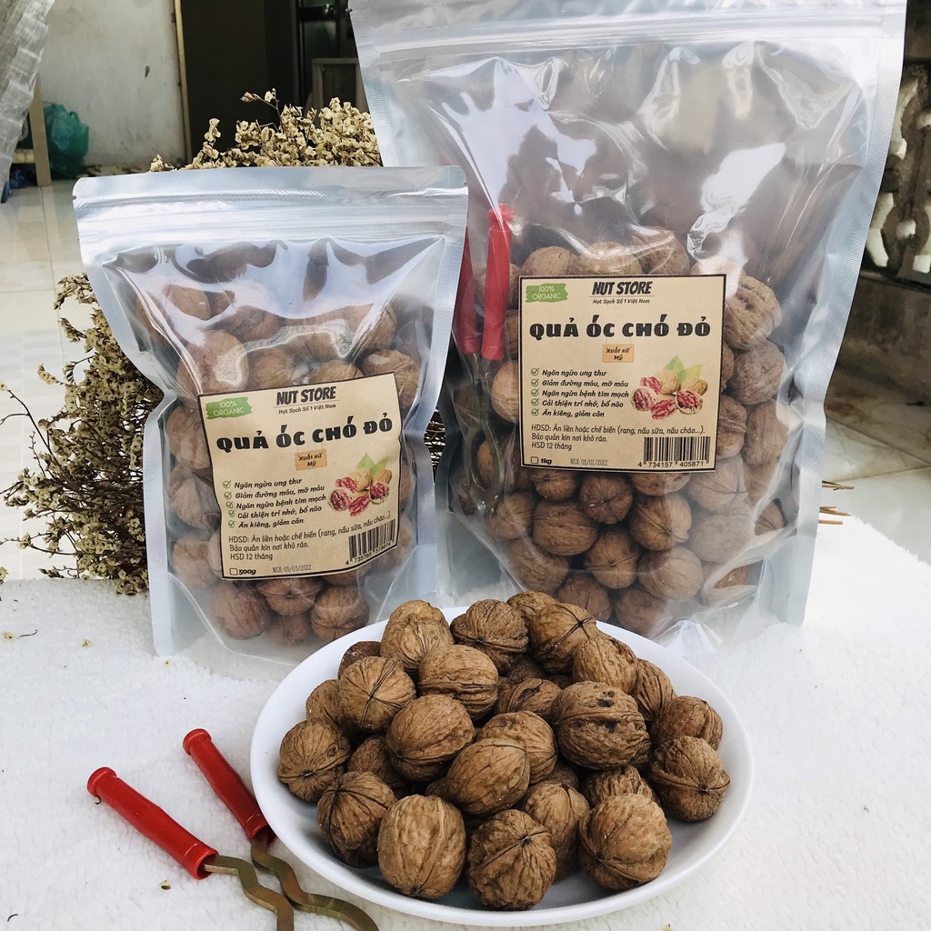 Quả óc chó đỏ Mỹ Nut Store 1kg - Tặng kìm tách óc chó