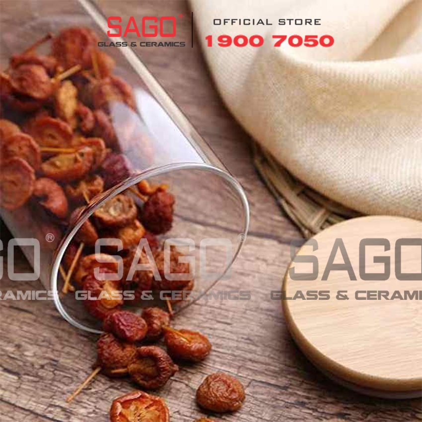 Hũ Thủy Tinh Trụ Nắp Gỗ Tre Cao Cấp